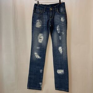 PHILLIPP PLEIN diamond encrusted denim jeans. SIZE S/M.